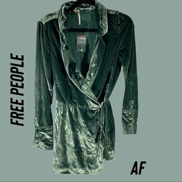 FREE PEOPLE VIOLA VELVET ROMPER DARK GREEN NEW SMALL - Picture 4 of 6